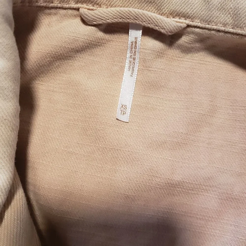 Free People pink belted motto jean denim jacket XS